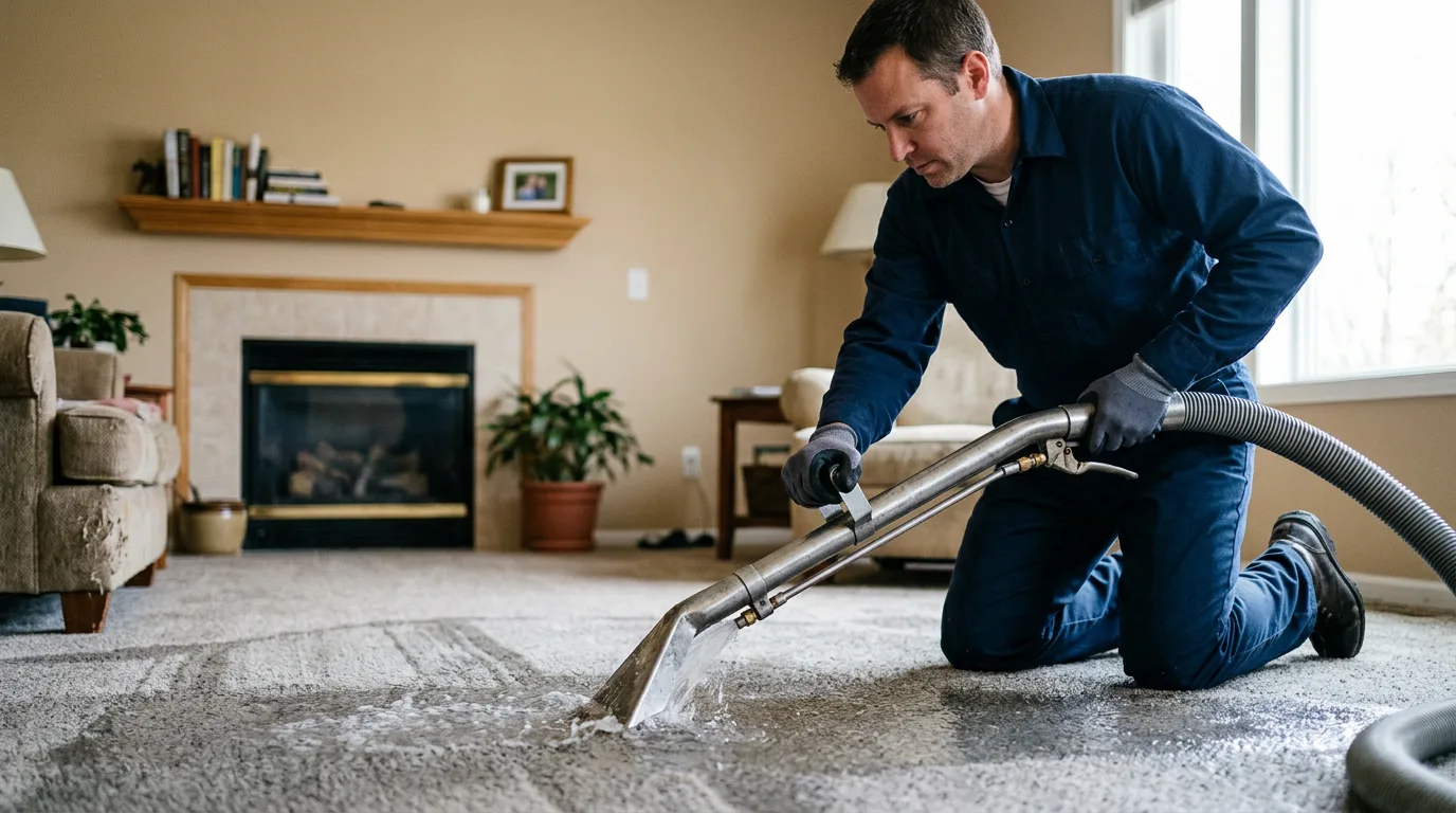 Water damage restoration technician working near Hudsonville, MI